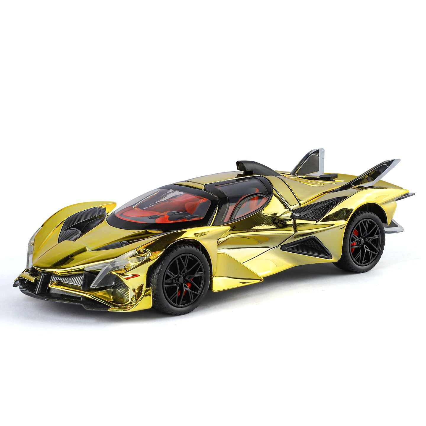 Apollo Intensa Emozione, modelo de aleación fundida a presión, edición cromada, escala 1:24, XHD: efecto humo, puertas que se abren, sonido e iluminación, función de retroceso y amortiguación - Colección Hypercar