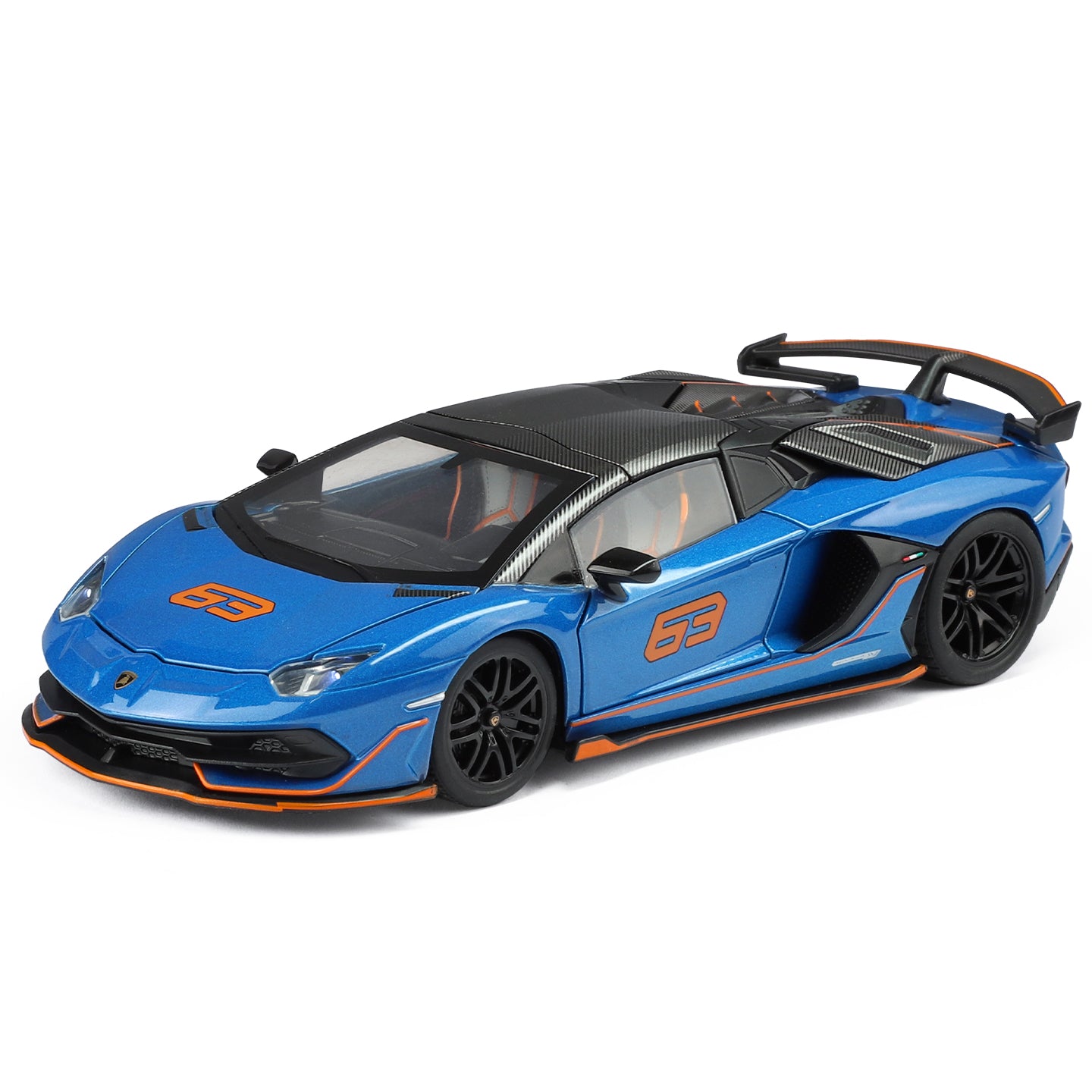 Black Mamba 1:32 Scale Licensed Lamborghini Aventador SVJ63 Die-Cast Alloy Model Toy - Removable Roof, Opening Doors, Sound & Light, Pull-Back Function - Limited Edition Supercar Collection