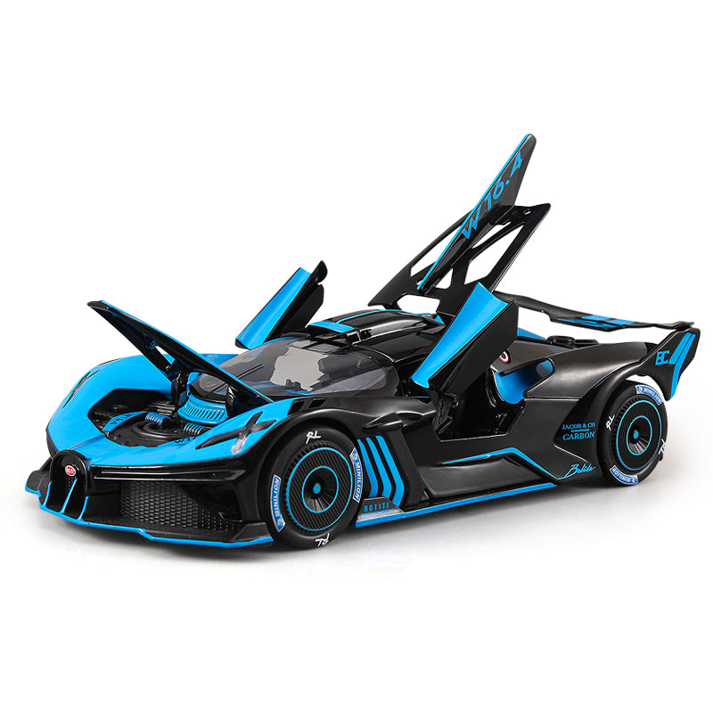 XHD 1:24 Scale Smoke Effect Edition Die-Cast Alloy Model Toy Compatible with Bugatti Bolide - Opening Doors, Sound & Light, Pull-Back Function - Hypercar Collection
