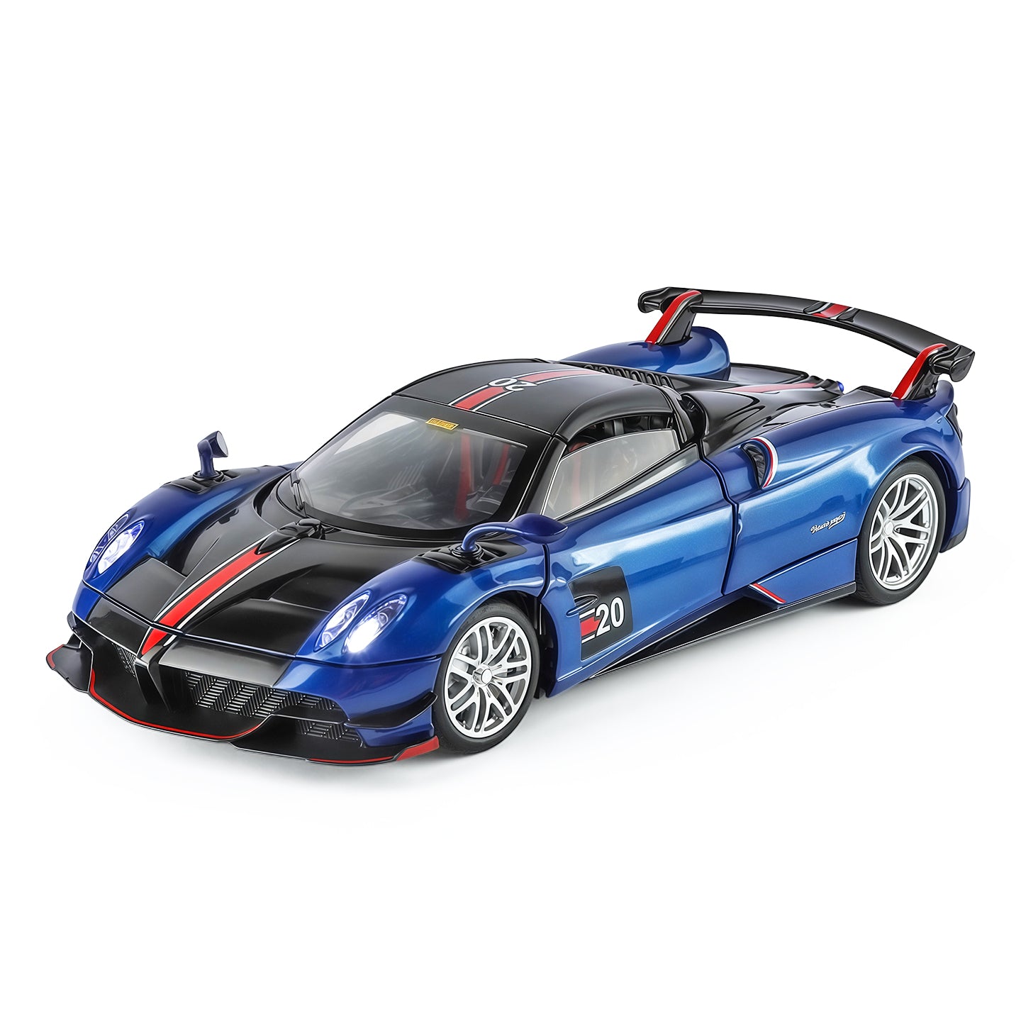 OK 1:32 Scale Die-Cast Alloy Model Toy Compatible with Pagani Huayra BC - Removable Roof, Opening Doors, Sound & Light, Pull-Back Function & Shock Absorption - Hypercar Collection