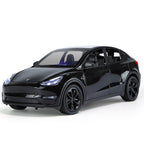 XHD 1:24 Scale Die-Cast Alloy Model Toy Compatible with Tesla Model Y - Opening Doors, Sound & Light, Pull-Back Function, Shock Absorption, Steering & Horn - Electric SUV Collection