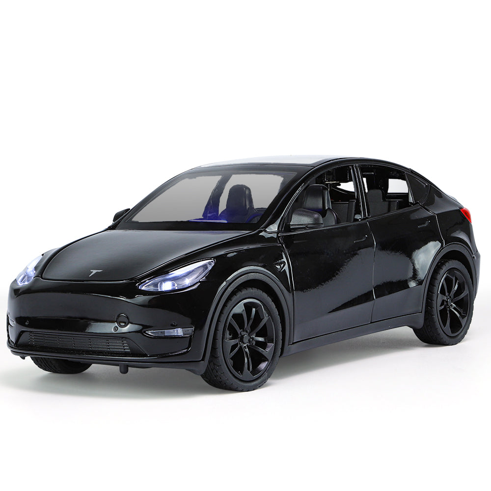 XHD 1:24 Scale Die-Cast Alloy Model Toy Compatible with Tesla Model Y - Opening Doors, Sound & Light, Pull-Back Function, Shock Absorption, Steering & Horn - Electric SUV Collection