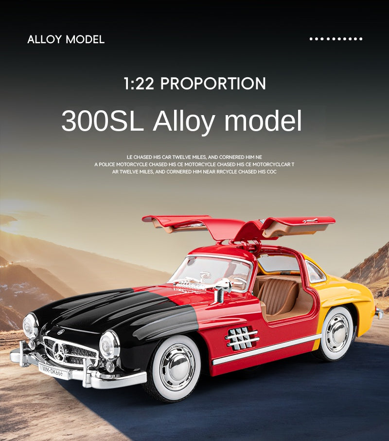 Jiaye 1:22 Die-Cast Alloy Model - Compatible with Mercedes-Benz 300SL Gullwing - Classic Automotive Icon with Opening Doors, Sound & Light, Pull-Back Action & Shock Absorption