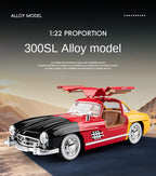 Jiaye 1:22 Die-Cast Alloy Model - Compatible with Mercedes-Benz 300SL Gullwing - Classic Automotive Icon with Opening Doors, Sound & Light, Pull-Back Action & Shock Absorption