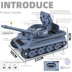 XHD 1:35 Die-Cast Alloy Model - Compatible with German Tiger I Tank - Feature-Packed with Smoke/Spray Effect, Sound & Light, Pull-Back Action, Rotating Turret & Elevating Barrel