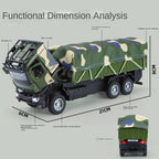 XHD 1:35 Scale Military Transport Truck Die-Cast Alloy Model Toy - Removable Camouflage Tarpaulin, Opening Doors, Sound & Light, Pull-Back Function - Army Vehicle Collection