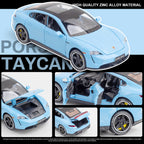 Chezhi 1:32 Scale Die-Cast Alloy Model Toy Compatible with Porsche Taycan - Opening Doors, Sound & Light, Pull-Back Function - Electric Sports Car Collection