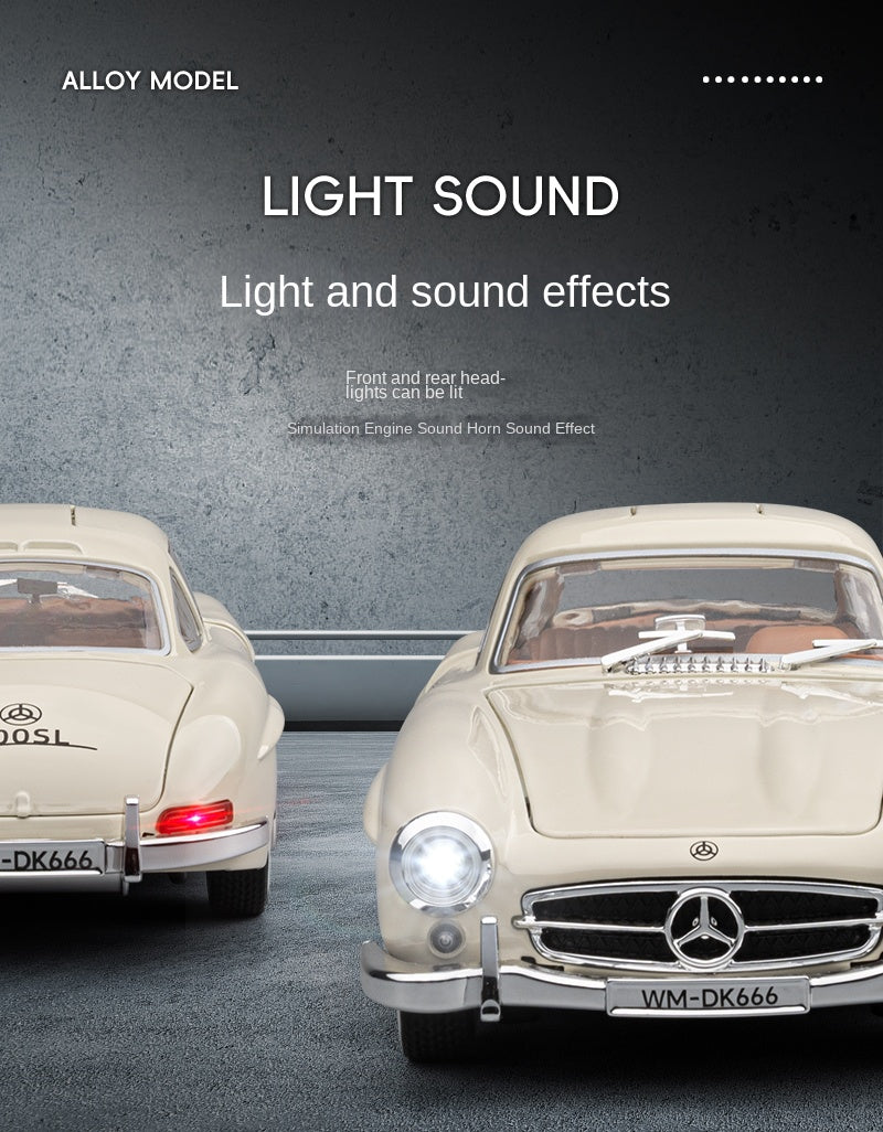 Jiaye 1:22 Die-Cast Alloy Model - Compatible with Mercedes-Benz 300SL Gullwing - Classic Automotive Icon with Opening Doors, Sound & Light, Pull-Back Action & Shock Absorption