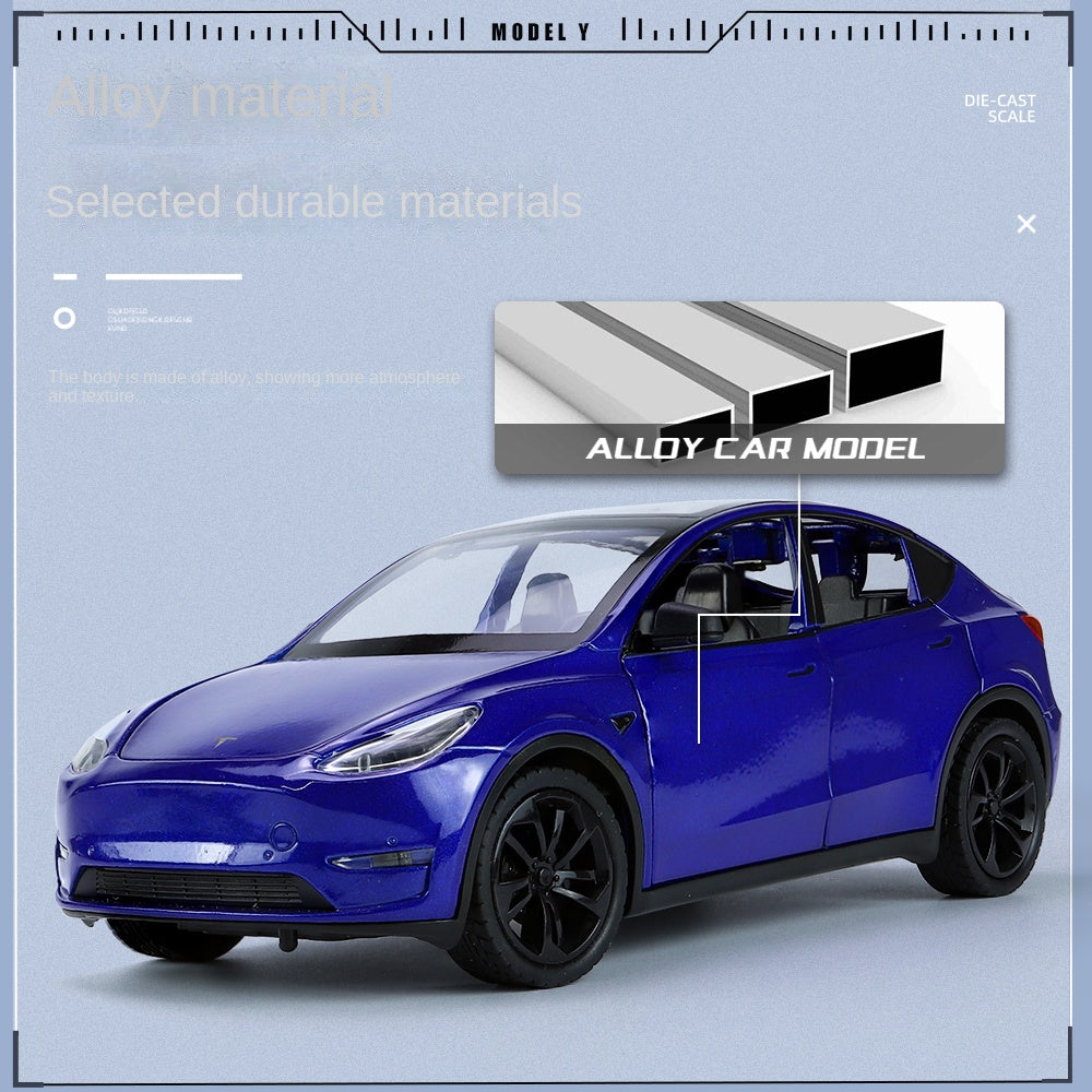 XHD 1:24 Scale Die-Cast Alloy Model Toy Compatible with Tesla Model Y - Opening Doors, Sound & Light, Pull-Back Function, Shock Absorption, Steering & Horn - Electric SUV Collection