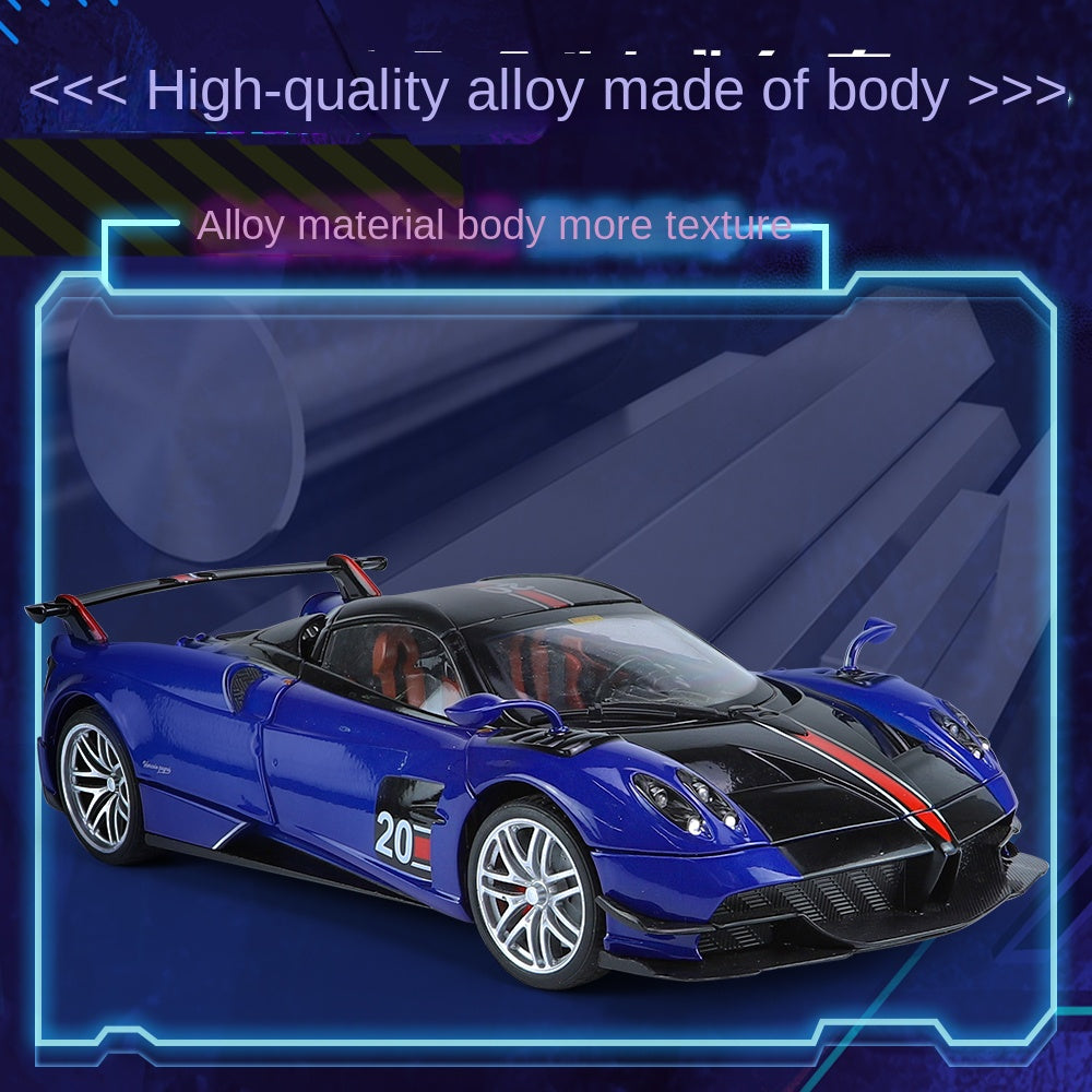 QiYi 1:18 Licensed Pagani Huayra BC Die-Cast Alloy Model - Official Hypercar with Removable Roof, Opening Doors, Sound & Light, Shock Absorption & Interactive Steering Wheel