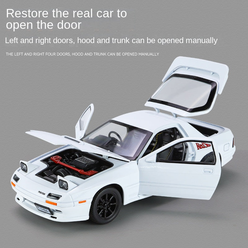 Jinglifang 1:24 Scale Die-Cast Alloy Model Toy Compatible with Mazda RX-7 - Pop-Up Headlights, Opening Doors, Sound & Light, Pull-Back Function, Shock Absorption & Steering - JDM Sports Car Collection