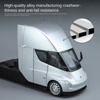 XHD 1:24 Scale Die-Cast Alloy Model Toy Compatible with Tesla Semi Truck - with Mini Charging Station, Opening Doors, Sound & Light, Pull-Back Function, Shock Absorption & Steering - Electric Truck Collection