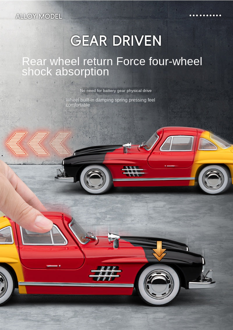 Jiaye 1:22 Die-Cast Alloy Model - Compatible with Mercedes-Benz 300SL Gullwing - Classic Automotive Icon with Opening Doors, Sound & Light, Pull-Back Action & Shock Absorption