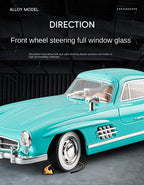 Jiaye 1:22 Die-Cast Alloy Model - Compatible with Mercedes-Benz 300SL Gullwing - Classic Automotive Icon with Opening Doors, Sound & Light, Pull-Back Action & Shock Absorption