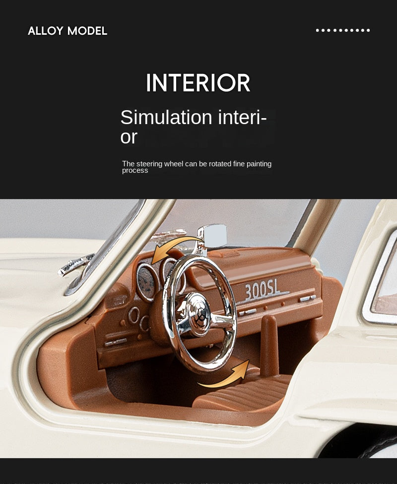 Jiaye 1:22 Die-Cast Alloy Model - Compatible with Mercedes-Benz 300SL Gullwing - Classic Automotive Icon with Opening Doors, Sound & Light, Pull-Back Action & Shock Absorption