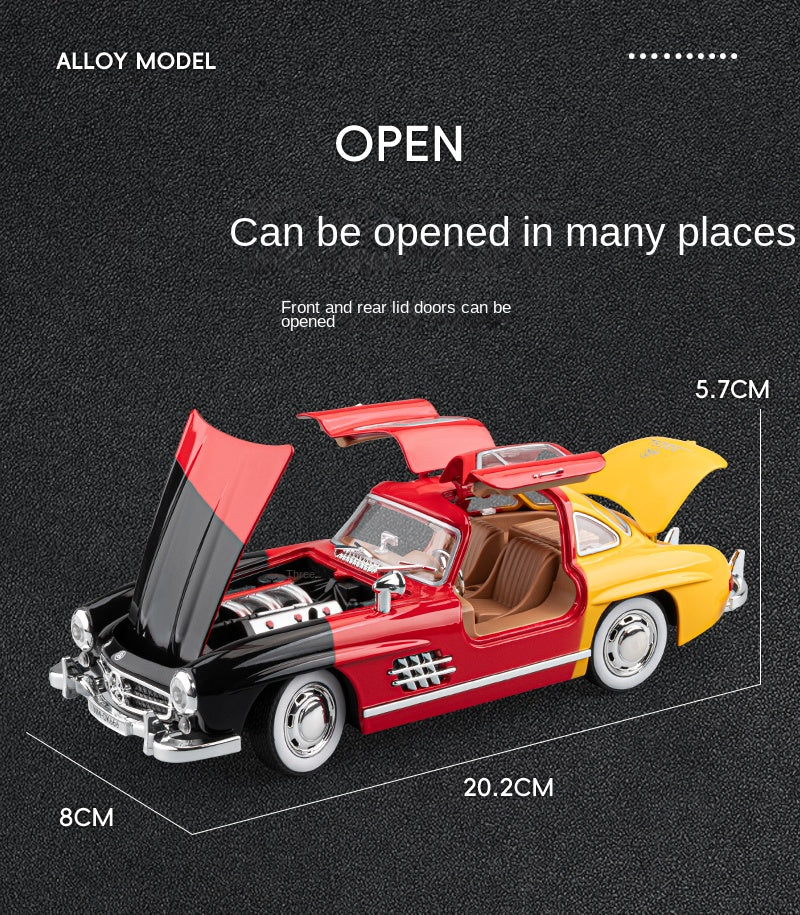 Jiaye 1:22 Die-Cast Alloy Model - Compatible with Mercedes-Benz 300SL Gullwing - Classic Automotive Icon with Opening Doors, Sound & Light, Pull-Back Action & Shock Absorption