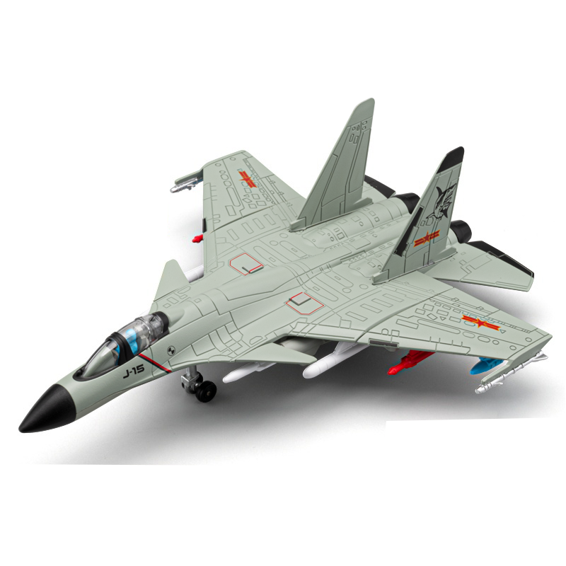 Chezhi 1:89 Scale Licensed J-15 Carrier-Based Fighter Die-Cast Alloy Aircraft Model with Display Stand - Ejectable Missiles, Opening Hatches, Sound & Light, Pull-Back Function - Official Naval Aviation Collection