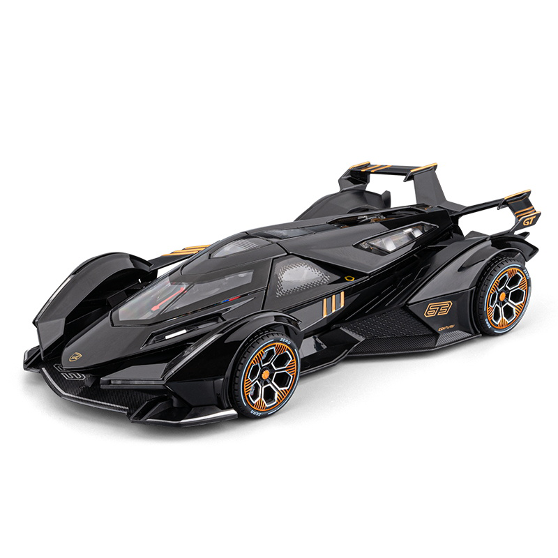 Modelo de juguete Chezhi a escala 1:24 de aleación fundida a presión compatible con Lamborghini V12 Vision Gran Turismo: puertas que se abren, sonido e iluminación, función de retroceso. Colección de prototipos.
