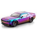 Chezhi 1:24 Chrome Edition Die-Cast Alloy Model - Compatible with Dodge Hellcat Muscle Car - Feature-Packed with Opening Doors, Realistic Sound & Light, Pull-Back Action, Shock Absorption, Steering & Horn