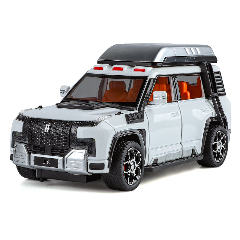 XHD 1:24 Die-Cast Alloy Model - Compatible with BYD Yangwang U8 - Luxury Off-Road SUV with Opening Doors, Sound & Light, Pull-Back Action, Shock Absorption & Steering