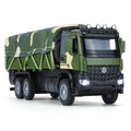 XHD 1:35 Scale Military Transport Truck Die-Cast Alloy Model Toy - Removable Camouflage Tarpaulin, Opening Doors, Sound & Light, Pull-Back Function - Army Vehicle Collection