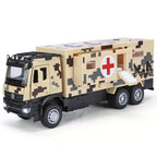XHD 1:35 Scale Military Ambulance Die-Cast Alloy Model Toy with Red Cross Decals & Medical Equipment Simulation - Opening Doors, Sound & Light, Pull-Back Function - Military Vehicle Collection