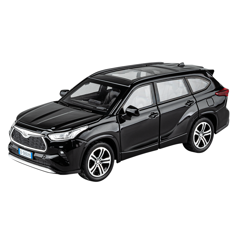 Jiaye 1:32 Scale Die-Cast Alloy Model Toy Compatible with Toyota Highlander - Opening Doors, Sound & Light, Pull-Back Function - Family SUV Collection