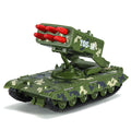 XHD 1:35 Scale TOS-1 Heavy Rocket Launcher Tank Die-Cast Alloy Battle Vehicle Model Toy - Smoke Effect, Ejectable Missiles, Sound & Light, Pull-Back Function - Military Vehicle Collection