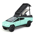 XHD 1:24 Scale Die-Cast Alloy Model Toy Compatible with Tesla Cybertruck Camper - Openable Roof Tent, Opening Doors, Sound & Light, Pull-Back Function, Shock Absorption, Steering & Horn - Electric Adventure Collection