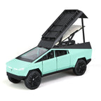 XHD 1:24 Scale Die-Cast Alloy Model Toy Compatible with Tesla Cybertruck Camper - Openable Roof Tent, Opening Doors, Sound & Light, Pull-Back Function, Shock Absorption, Steering & Horn - Electric Adventure Collection