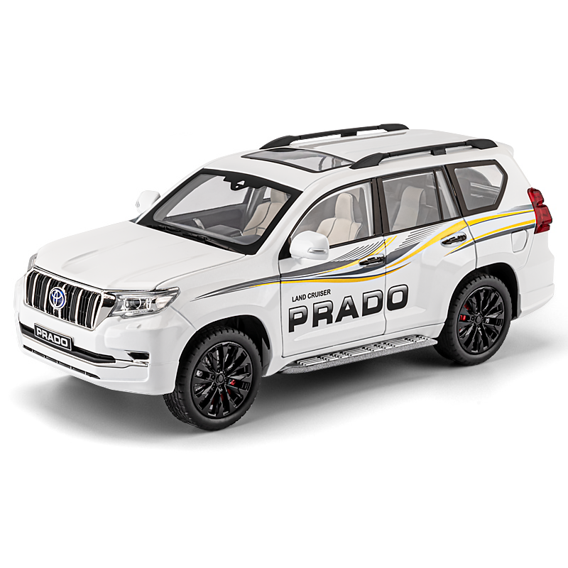 Chezhi 1:18 Licensed Toyota Land Cruiser Prado Die-Cast Alloy Model - Official Off-Road SUV with Opening Doors, Sound & Light, Pull-Back Action, Shock Absorption, Interactive Steering Wheel, Foldable Mirrors & Opening Fuel Cap