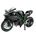 Jiaye 1:9 Die-Cast Alloy Model - Compatible with Kawasaki Ninja H2R - Track-Only Supercharged Hyperbike Replica with Realistic Sound & Light, Front Suspension, Functioning Handlebars & Chain-Driven Rear Wheel