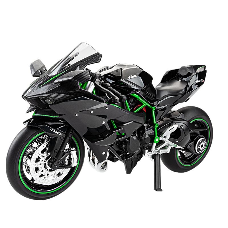 Jiaye 1:9 Die-Cast Alloy Model - Compatible with Kawasaki Ninja H2R - Track-Only Supercharged Hyperbike Replica with Realistic Sound & Light, Front Suspension, Functioning Handlebars & Chain-Driven Rear Wheel
