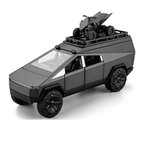 Chezhi 1:24 Scale Die-Cast Alloy Model Toy Compatible with Tesla Cybertruck Camper - with Mini Motorcycle, Openable Multi-Level Roof, Rotatable Kitchenware, Opening Doors, Sound & Light, Pull-Back Function & Shock Absorption