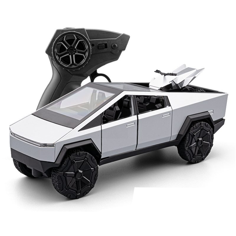 Tesla Cybertruck a control remoto Chezhi, escala 1:24, modelo de aleación fundida a presión, con control remoto, avance/retroceso, dirección y bocina. Colección de camiones eléctricos.