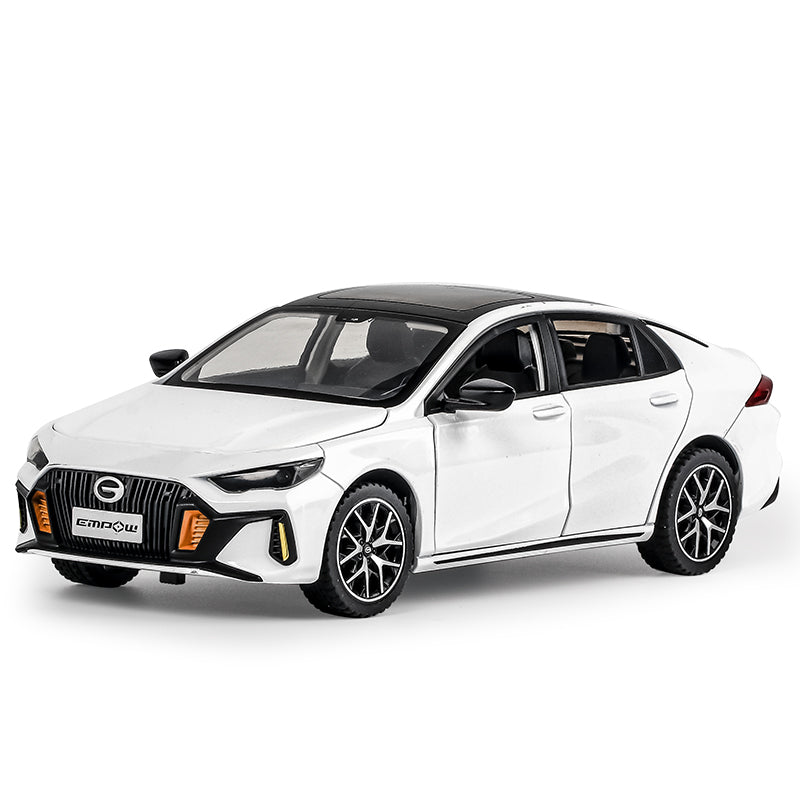 OK 1:24 Scale Die-Cast Alloy Model Toy Compatible with GAC Trumpchi Emkoo - Opening Doors, Sound & Light, Pull-Back Function, Shock Absorption, Steering & Horn - Sports Sedan Collection
