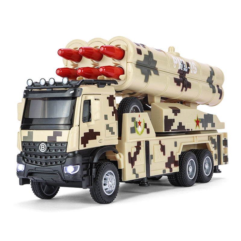 XHD 1:35 Scale PHL-16 Long-Range Rocket Launcher Die-Cast Alloy Missile Launch Vehicle Model Toy - Ejectable Missiles, Elevating Launch Tubes, Opening Doors, Sound & Light, Pull-Back Function - Modern Artillery Collection