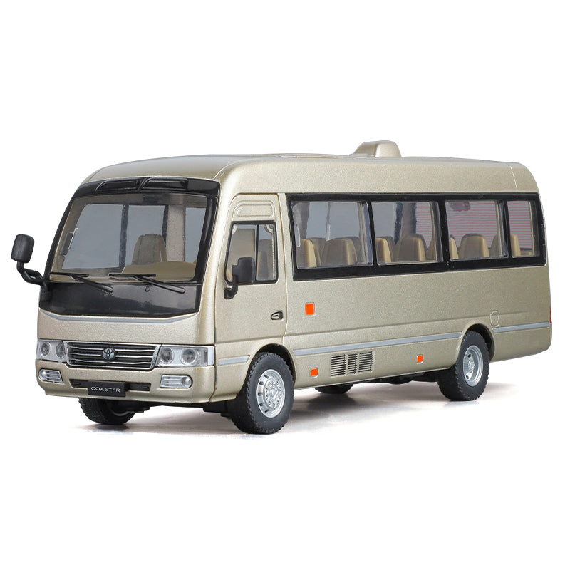 XHD 1:24 Die-Cast Alloy Model - Compatible with Toyota Coaster - Classic Minibus with Opening Doors, Sound & Light, Pull-Back Action, Shock Absorption & Steering