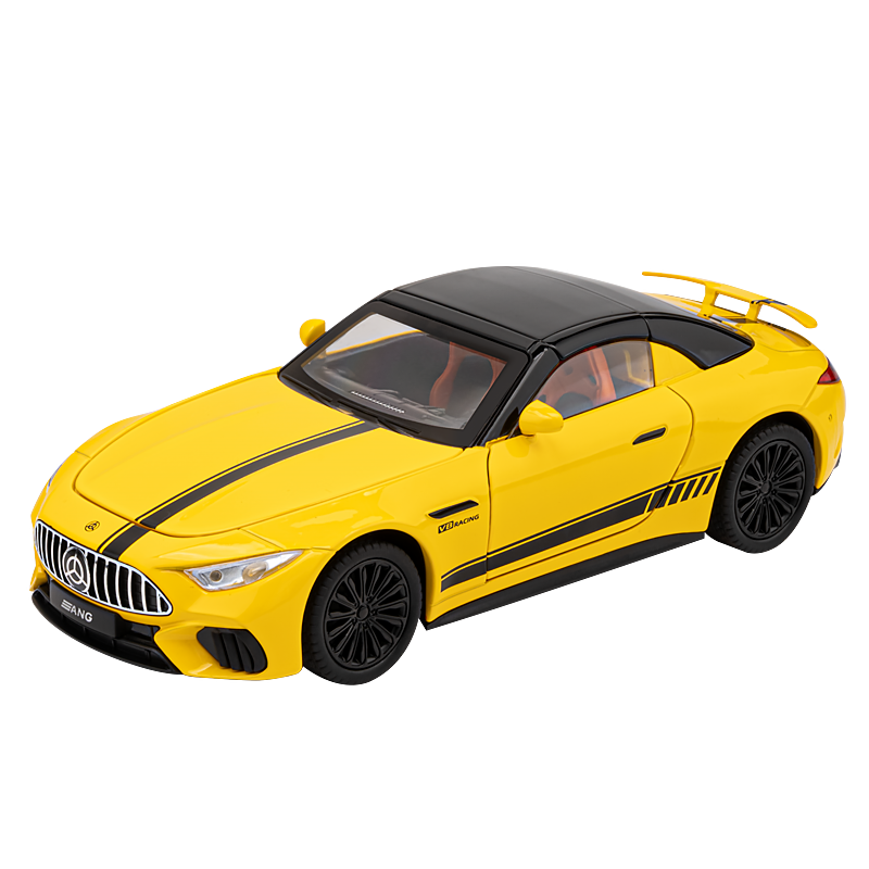 Jiaye 1:22 Die-Cast Alloy Model - Compatible with Mercedes-AMG SL63 - Luxury Roadster with Retractable Hardtop, Opening Doors, Sound & Light, Pull-Back Action, Shock Absorption, Steering, Horn, Adjustable Rear Wing & Opening Fuel Cap