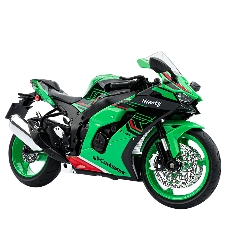 Jiaye 1:9 Die-Cast Alloy Model - Compatible with Kawasaki Ninja ZX-10R - Ultimate Superbike Replica with Realistic Sound & Light, Functional Steering & Front Suspension