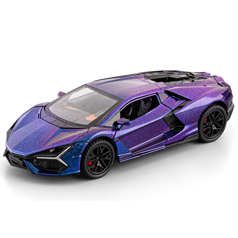 Chezhi 1:32 Scale Die-Cast Alloy Model Toy Compatible with Lamborghini Revuelto - Opening Doors, Sound & Light, Pull-Back Function & Adjustable Rear Wing - Hybrid Hypercar Collection