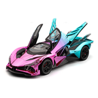 Chezhi 1:24 Chrome Edition Die-Cast Alloy Model - Compatible with Apollo Evo Hypercar - Feature-Packed with Opening Doors, Realistic Sound & Light, Pull-Back Action, Shock Absorption, Steering & Horn