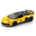 Maqueta de juguete Chezhi a escala 1:32 de aleación fundida a presión compatible con Lamborghini Aventador SVJ63: techo desmontable, puertas que se abren, sonido e iluminación, función de retroceso. Colección de superdeportivos de edición limitada.