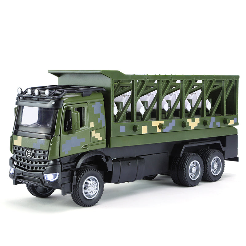 XHD 1:35 Scale UAV Launch Vehicle Die-Cast Alloy Model Toy - Elevating Drone Loading Compartment, Ejectable Drone, Opening Doors, Sound & Light, Pull-Back Function - Military Tech Collection