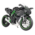 Jiaye 1:12 Scale Die-Cast Alloy Motorcycle Model Toy Compatible with Kawasaki Ninja H2R - Sound & Light, Shock Absorption & Steering - Superbike Collection