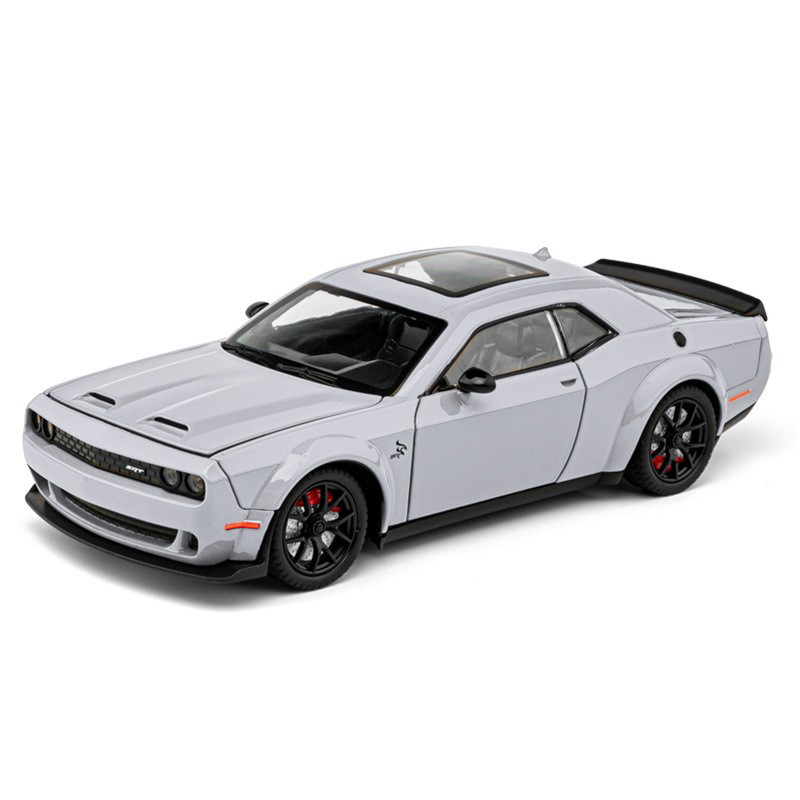 Chezhi 1:24 Scale Die-Cast Alloy Model Toy Compatible with Dodge Challenger Hellcat - Opening Doors, Sound & Light, Pull-Back Function, Shock Absorption, Steering, Horn & Foldable Mirrors - Muscle Car Collection