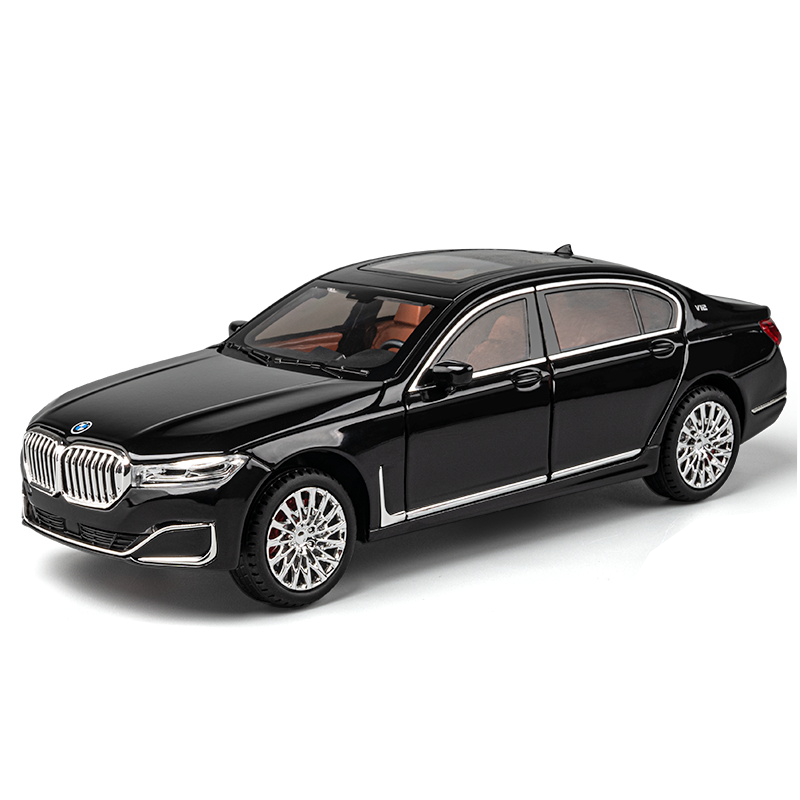 Chezhi 1:24 Scale Die-Cast Alloy Model Toy Compatible with BMW 760Li - Opening Doors, Sound & Light, Pull-Back Function, Shock Absorption, Steering, Horn, Removable Fuel Cap & Foldable Mirrors - Luxury Sedan Collection