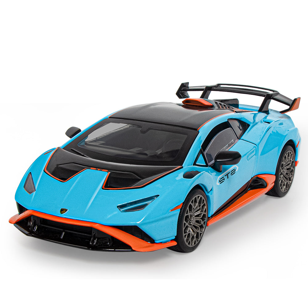 OK 1:32 Die-Cast Alloy Model - Compatible with Lamborghini Huracán STO Supercar - Feature-Packed with Opening Doors, Realistic Sound & Light, Pull-Back Action & Shock Absorption