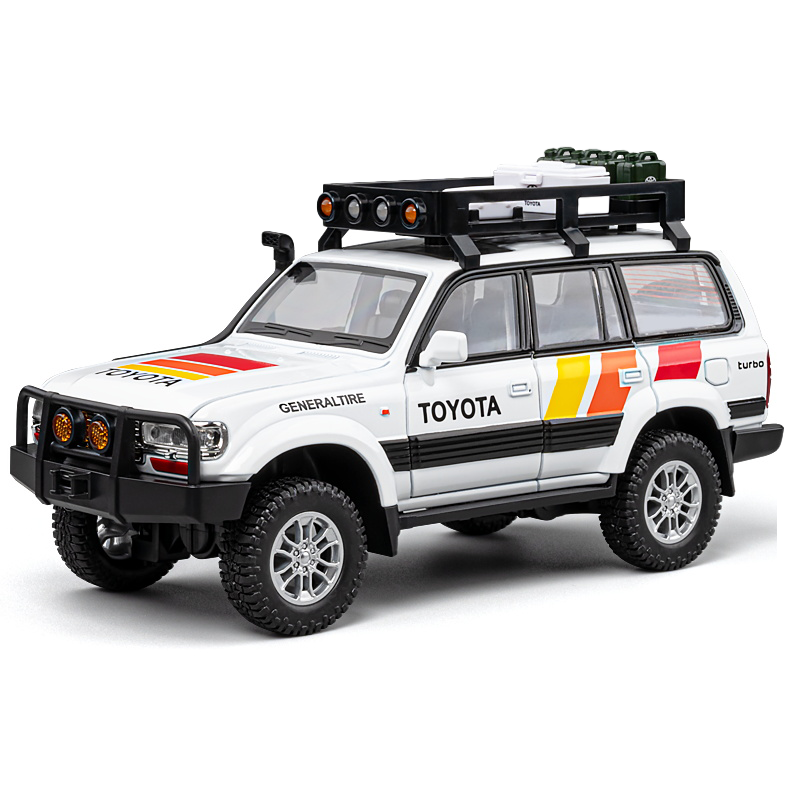 Chezhi 1:24 Licensed Toyota Land Cruiser LC80 Die-Cast Alloy Model - Official Off-Road Legend with Roof Rack, Opening Doors, Sound & Light, Pull-Back Action, Shock Absorption, Steering, Horn & Opening Fuel Cap