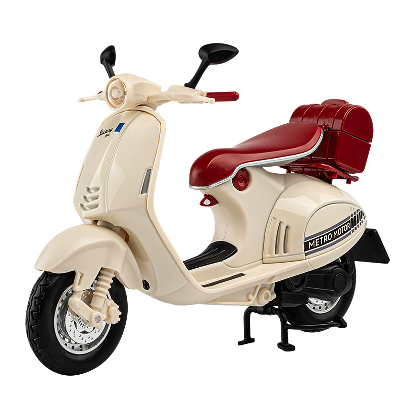 Jiaye 1:12 Die-Cast Alloy Model - Compatible with Vespa 946 - Italian Scooter Icon with Sound & Light, Shock Absorption, Interactive Steering & Opening Top Case